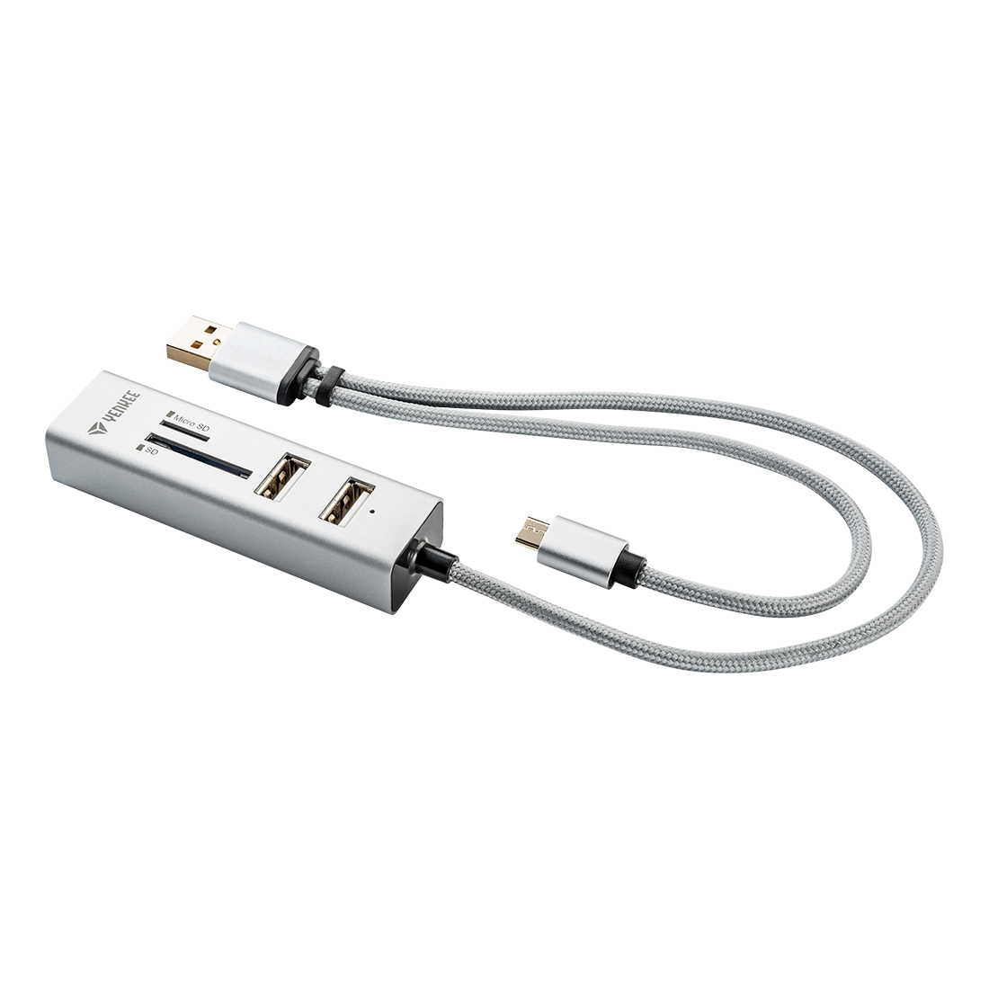 YENKEE YHC 102SR Rozbočovač USB 2.0 s OTG a čtečka karet